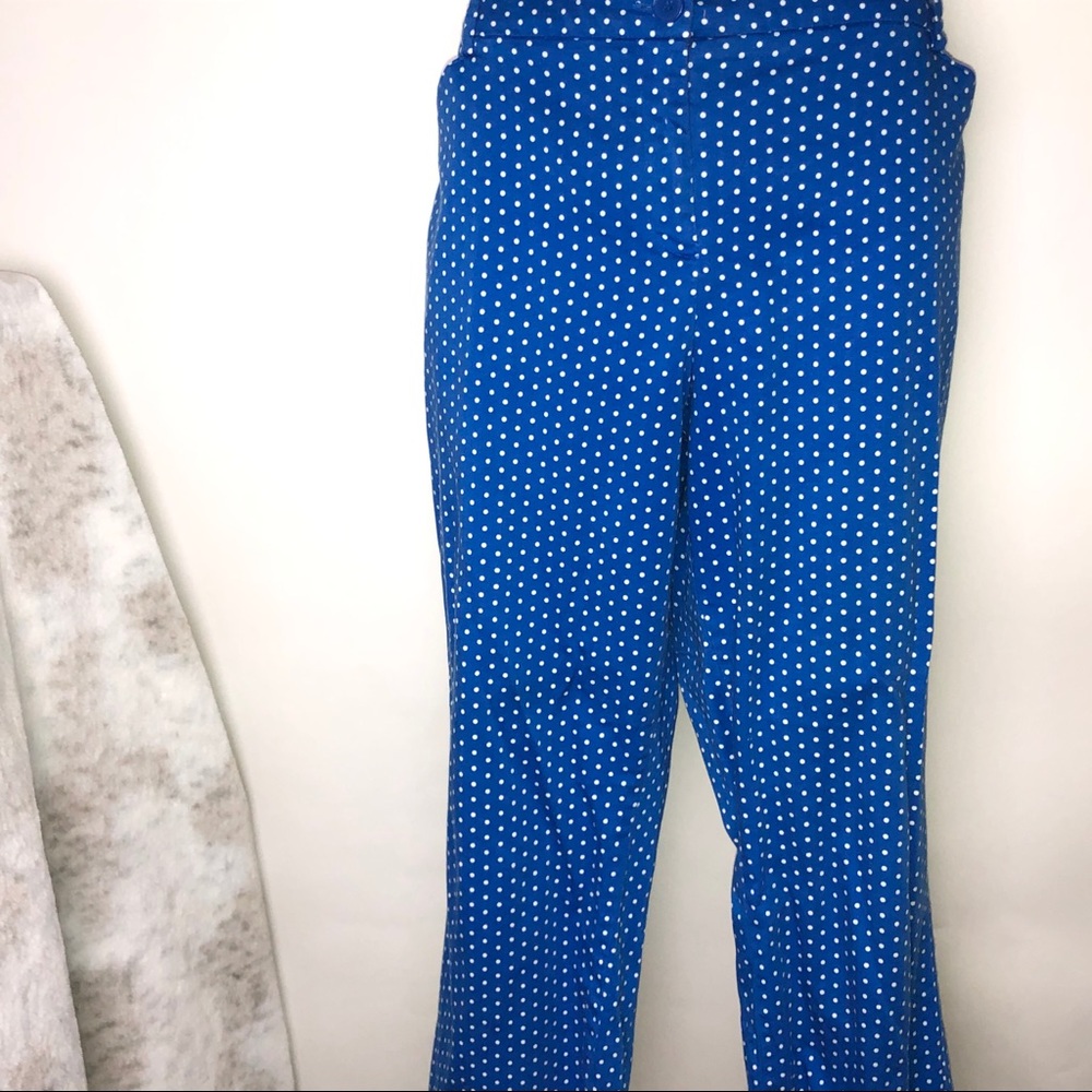 New York & Company Capri Pants Blue w/White‎ Dots 16